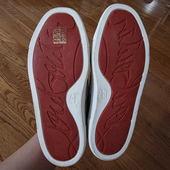 Christian Louboutin Kids' Orange and White Sneakers with Silver Accents - Picture 8 of 10